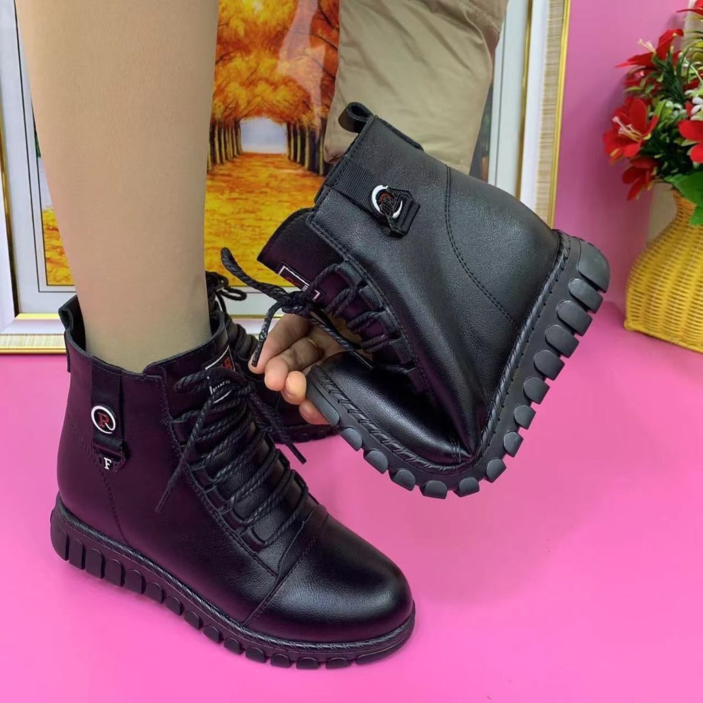 🔥Utolsó akció - 50% kedvezmény - női meleg, csúszásgátló bőr bokacsizma