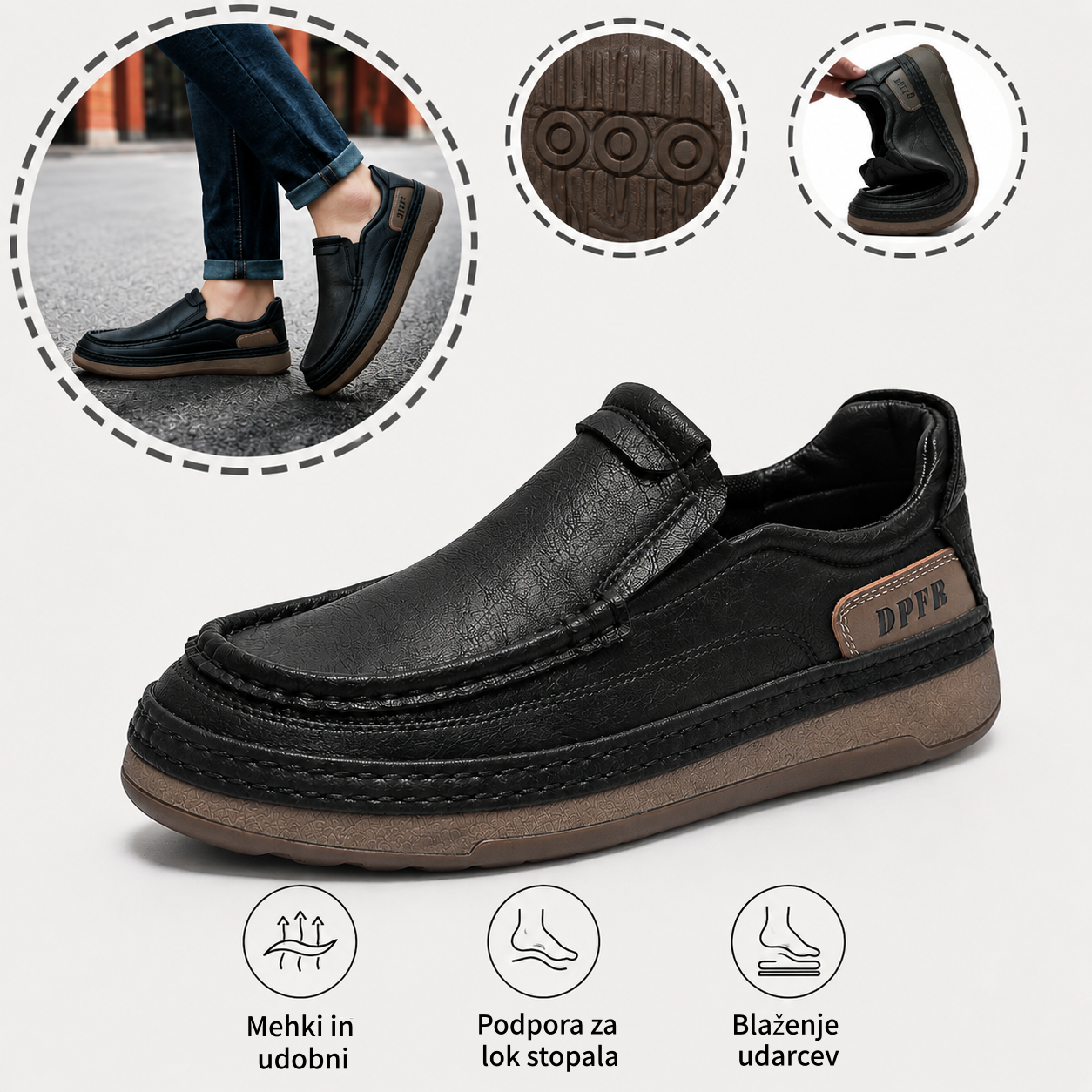 🎉 Danes -50 %! 👞 Moški usnjeni čevlji za uporabo vsak dan 🐂 Izdelani iz kakovostnega avstralskega govejega usnja ✅ Zračni in lahki 🦶 Podpora loku stopala in učinkovito blaženje udarcev ✅ Primerni za celodnevno hojo brez nelagodja
