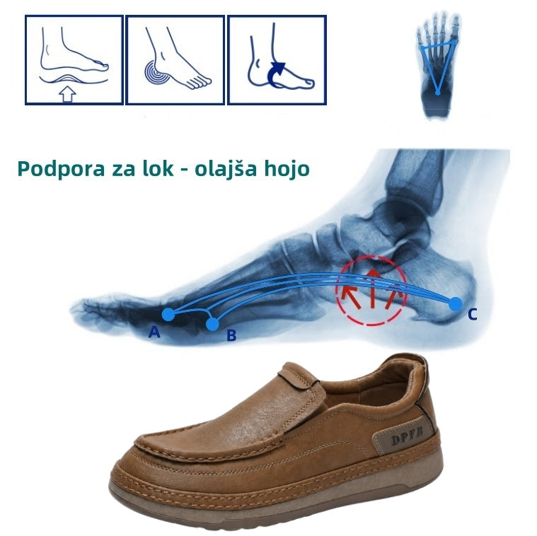 🎉 Danes -50 %! 👞 Moški usnjeni čevlji za uporabo vsak dan 🐂 Izdelani iz kakovostnega avstralskega govejega usnja ✅ Zračni in lahki 🦶 Podpora loku stopala in učinkovito blaženje udarcev ✅ Primerni za celodnevno hojo brez nelagodja