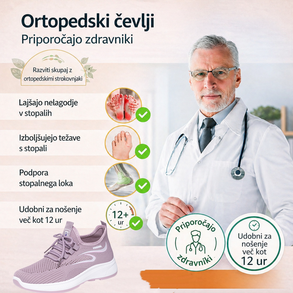 🔥 Danes 50% popust - ne zamudite! ⏰ Ergonomsko oblikovani ortopedski čevlji z oporo za stopalni lok👞 Enostavno lajšajo bolečine v stopalih ✅Udobni in zračni