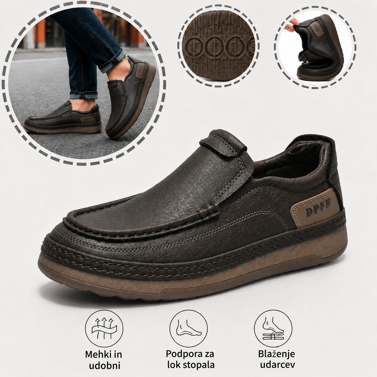 🎉 Danes -50 %! 👞 Moški usnjeni čevlji za uporabo vsak dan 🐂 Izdelani iz kakovostnega avstralskega govejega usnja ✅ Zračni in lahki 🦶 Podpora loku stopala in učinkovito blaženje udarcev ✅ Primerni za celodnevno hojo brez nelagodja