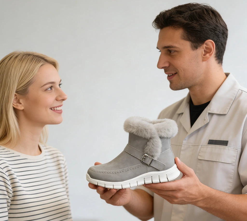 Ženski snežni škornji Vernoan® - Ergonomski zimski ortopedski škornji z volneno podlogo za toploto in protizdrsnost. Ergonomska oblika učinkovito lajša bolečine v stopalih.