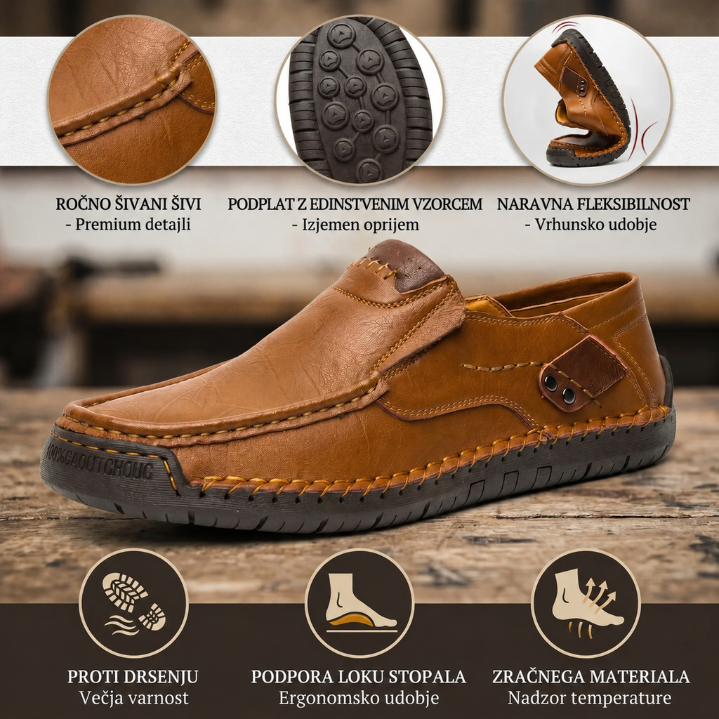 Vrhunski usnjeni mokasini - udobje in stil - ergonomska oblika s podporo za stopalni lok, vodoodporni in nedrseči. 🔥 50 % popust za omejen čas!