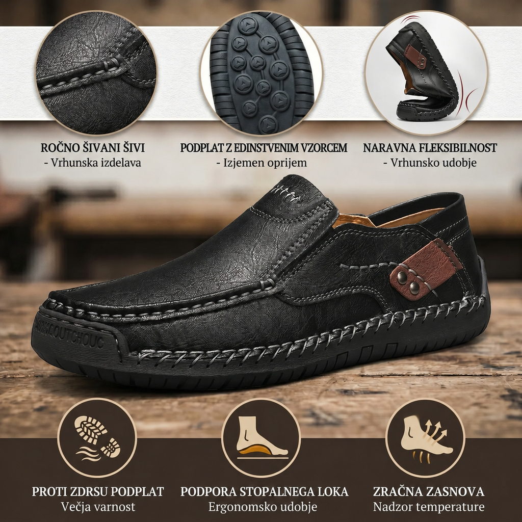 Vrhunski usnjeni mokasini - udobje in stil - ergonomska oblika s podporo za stopalni lok, vodoodporni in nedrseči. 🔥 50 % popust za omejen čas!
