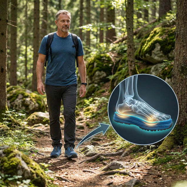 🎁 Moški ortopedski pohodni čevlji — Ročno šivan semiš 👟 Vodoodporni in nedrseči ✅ Podpora za stopalni lok — Udobna hoja.