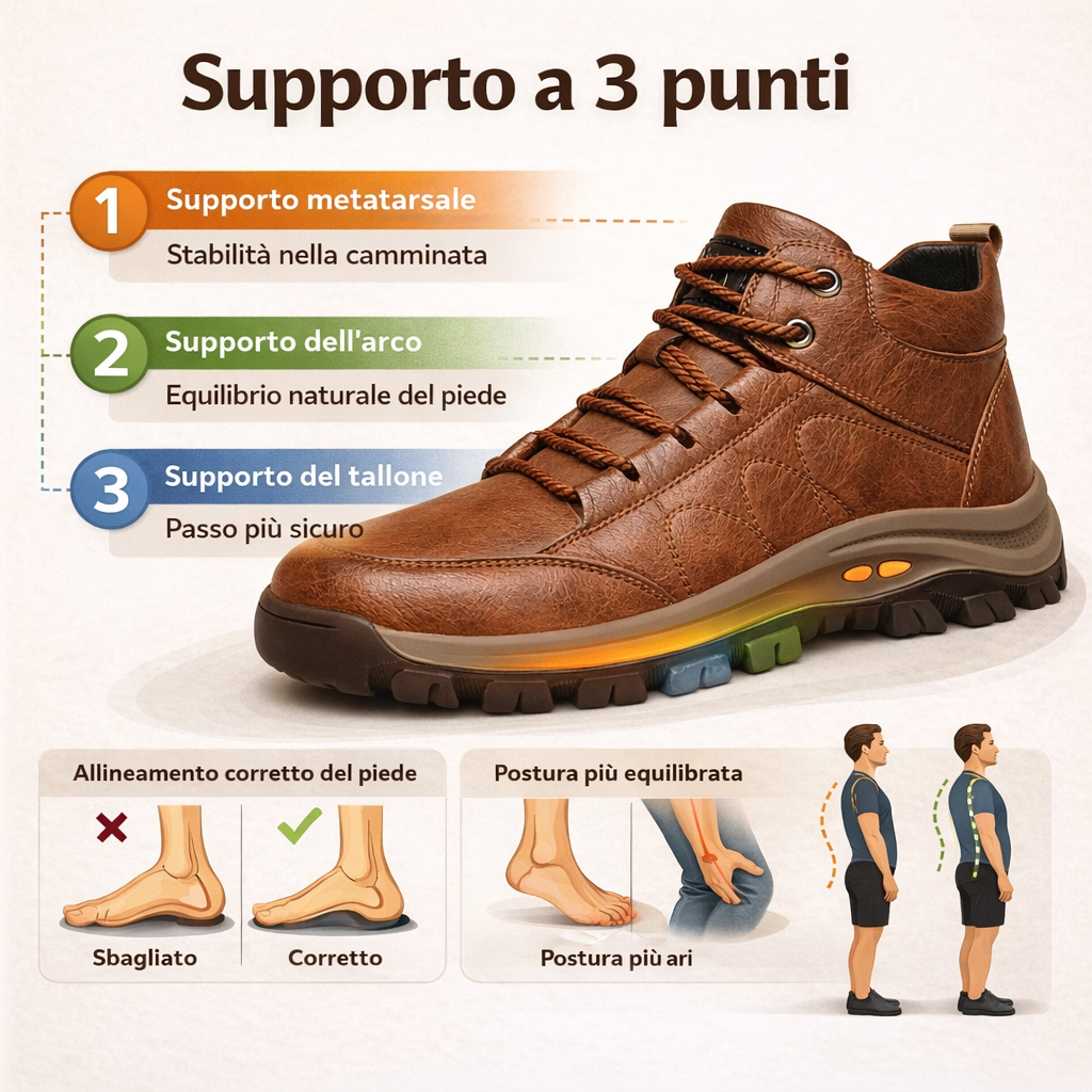 🔥 Scarpe ortopediche in pelle italiana cucite a mano con supporto per la caviglia 👣 Comode, impermeabili e antiscivolo ✓ Collezione 2026