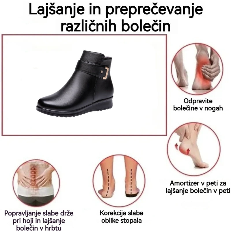🔥Časovno omejena ponudba danes: 70 % popust! ⏰- Zimski topli usnjeni škornji VERNOAN®. 👍Ortopedska obutev, zasnovana posebej za ženske. Podpora za stopalni lok za lažjo hojo.