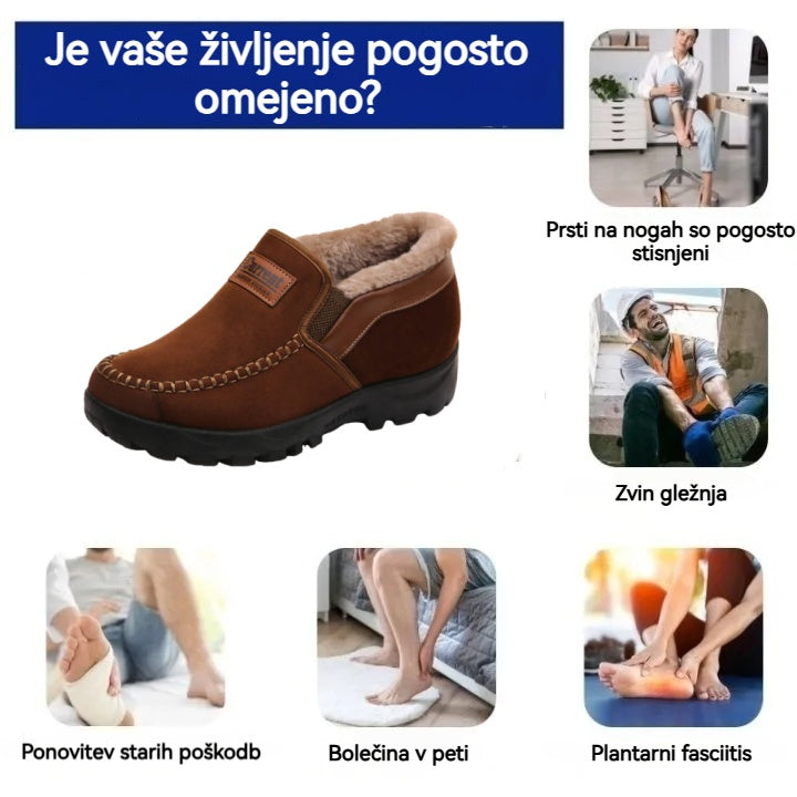 🔥50 % popust! Vernoan® zimski ortopedski čevlji-Moški udobni vodoodporni in topli snežni škornji iz kravje kože