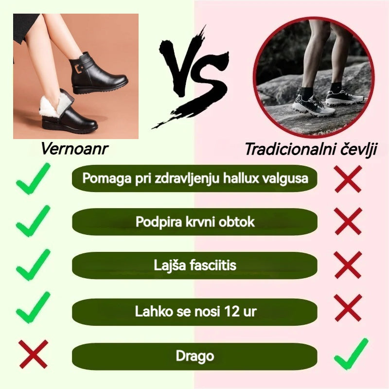 🔥Časovno omejena ponudba danes: 70 % popust! ⏰- Zimski topli usnjeni škornji VERNOAN®. 👍Ortopedska obutev, zasnovana posebej za ženske. Podpora za stopalni lok za lažjo hojo.