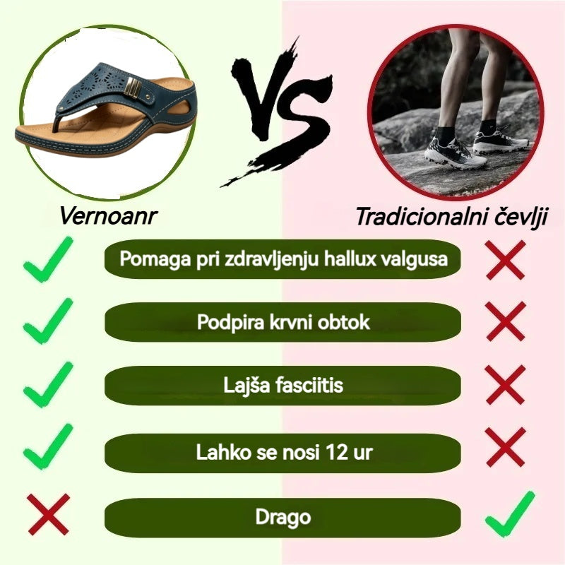 Ortopedski sandali Vernoan: ergonomski in nedrseči sandali, ki lajšajo bolečine.