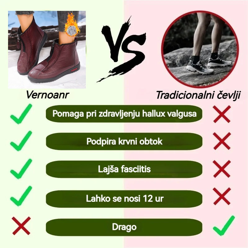 🔥Časovno omejena ponudba danes: 70 % popust⏰ - Udobni in topli usnjeni škornji VERNOAN®, ženski ortopedski čevlji. 👍Opora za lok stopala za lažjo hojo.