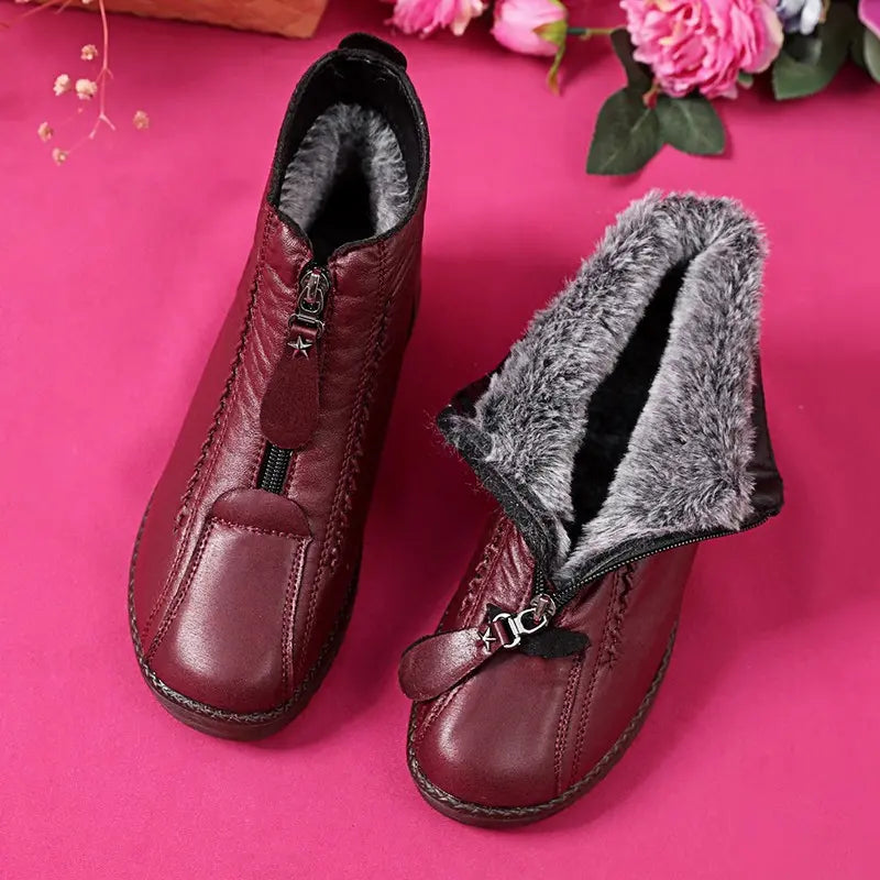 🔥Časovno omejena ponudba danes: 70 % popust⏰ - Udobni in topli usnjeni škornji VERNOAN®, ženski ortopedski čevlji. 👍Opora za lok stopala za lažjo hojo.