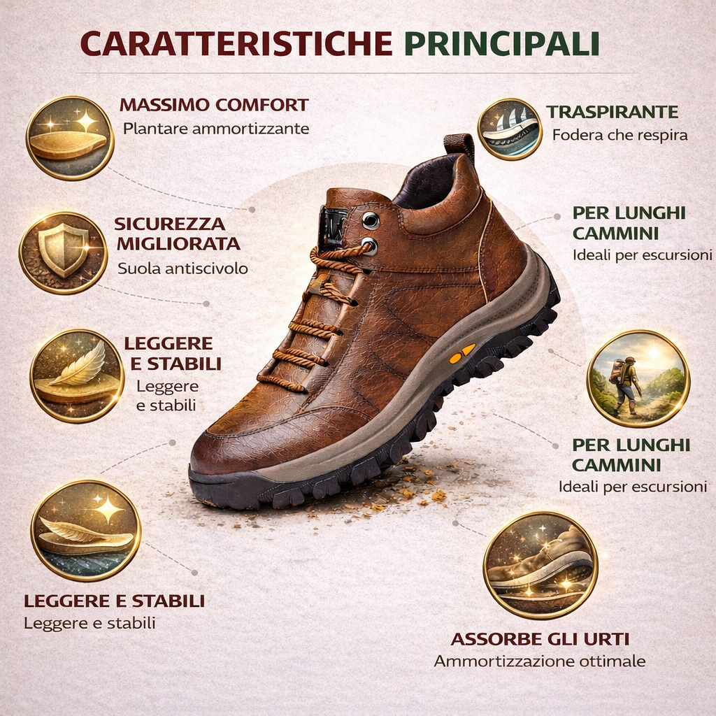 🔥 Scarpe ortopediche in pelle italiana cucite a mano con supporto per la caviglia 👣 Comode, impermeabili e antiscivolo ✓ Collezione 2026
