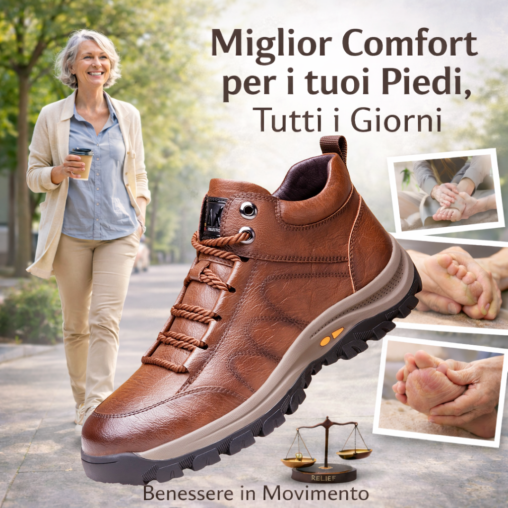 🔥 Scarpe ortopediche in pelle italiana cucite a mano con supporto per la caviglia 👣 Comode, impermeabili e antiscivolo ✓ Collezione 2026
