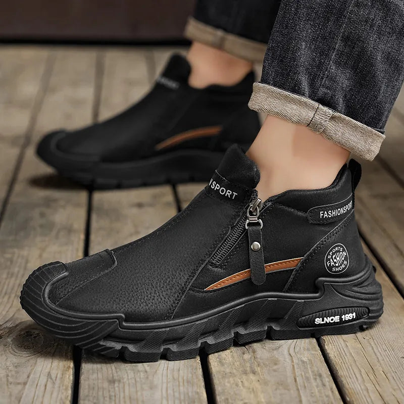 🐂 Zapatos de piel de becerro para hombre, fabricados en Australia 👞 Cosidos a mano, fáciles de poner y quitar ✅ Soporte para el arco, impermeables y antideslizantes: para caminar cómodamente