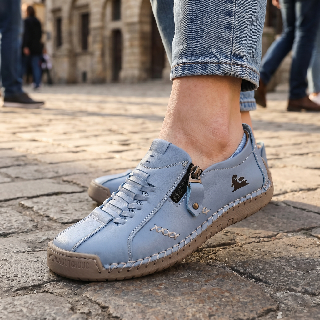 🔥 ¡Oferta especial de hoy con un 60% de descuento 🎁Mocasines de Piel con Cremallera para Mujer, Zapatos Cómodos Ergonómicos, Calzado Casual para Caminar Sin Cordones