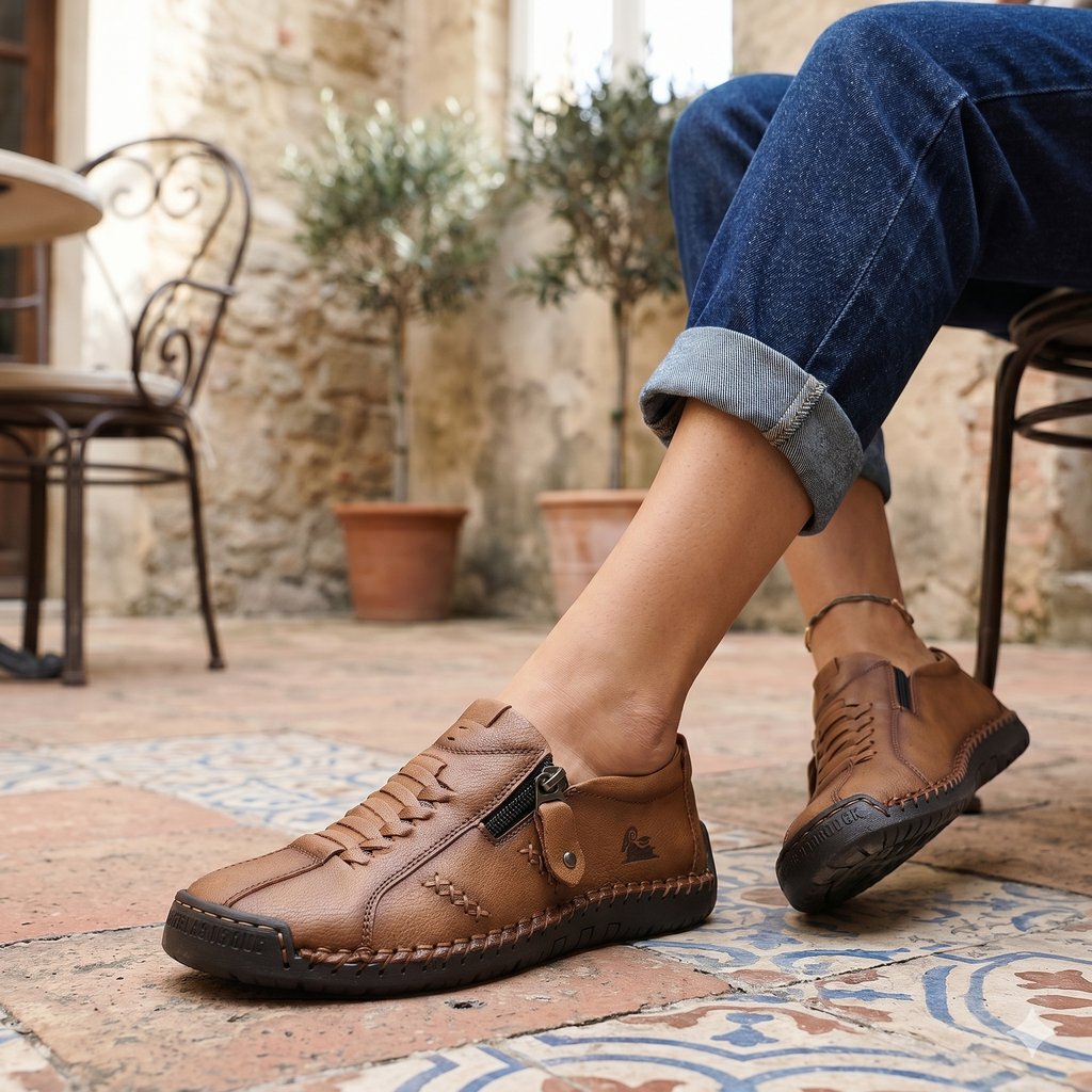 🔥 ¡Oferta especial de hoy con un 60% de descuento 🎁Mocasines de Piel con Cremallera para Mujer, Zapatos Cómodos Ergonómicos, Calzado Casual para Caminar Sin Cordones