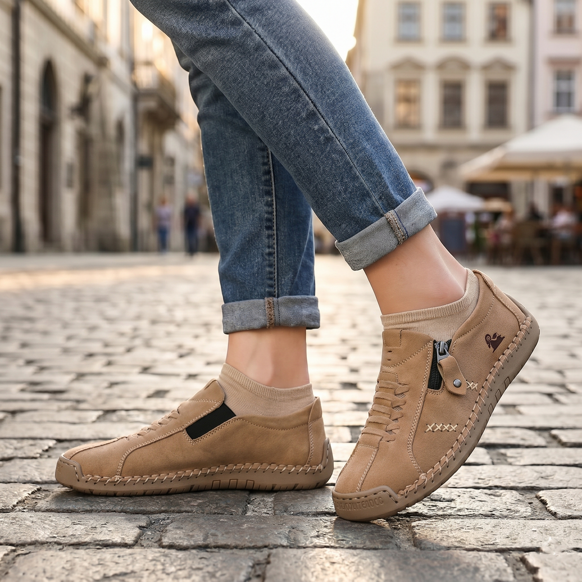 🔥 ¡Oferta especial de hoy con un 60% de descuento 🎁Mocasines de Piel con Cremallera para Mujer, Zapatos Cómodos Ergonómicos, Calzado Casual para Caminar Sin Cordones
