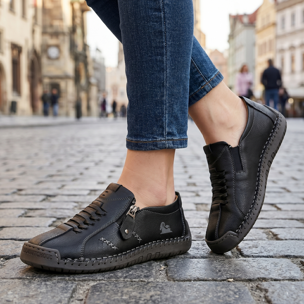 🔥 ¡Oferta especial de hoy con un 60% de descuento 🎁Mocasines de Piel con Cremallera para Mujer, Zapatos Cómodos Ergonómicos, Calzado Casual para Caminar Sin Cordones