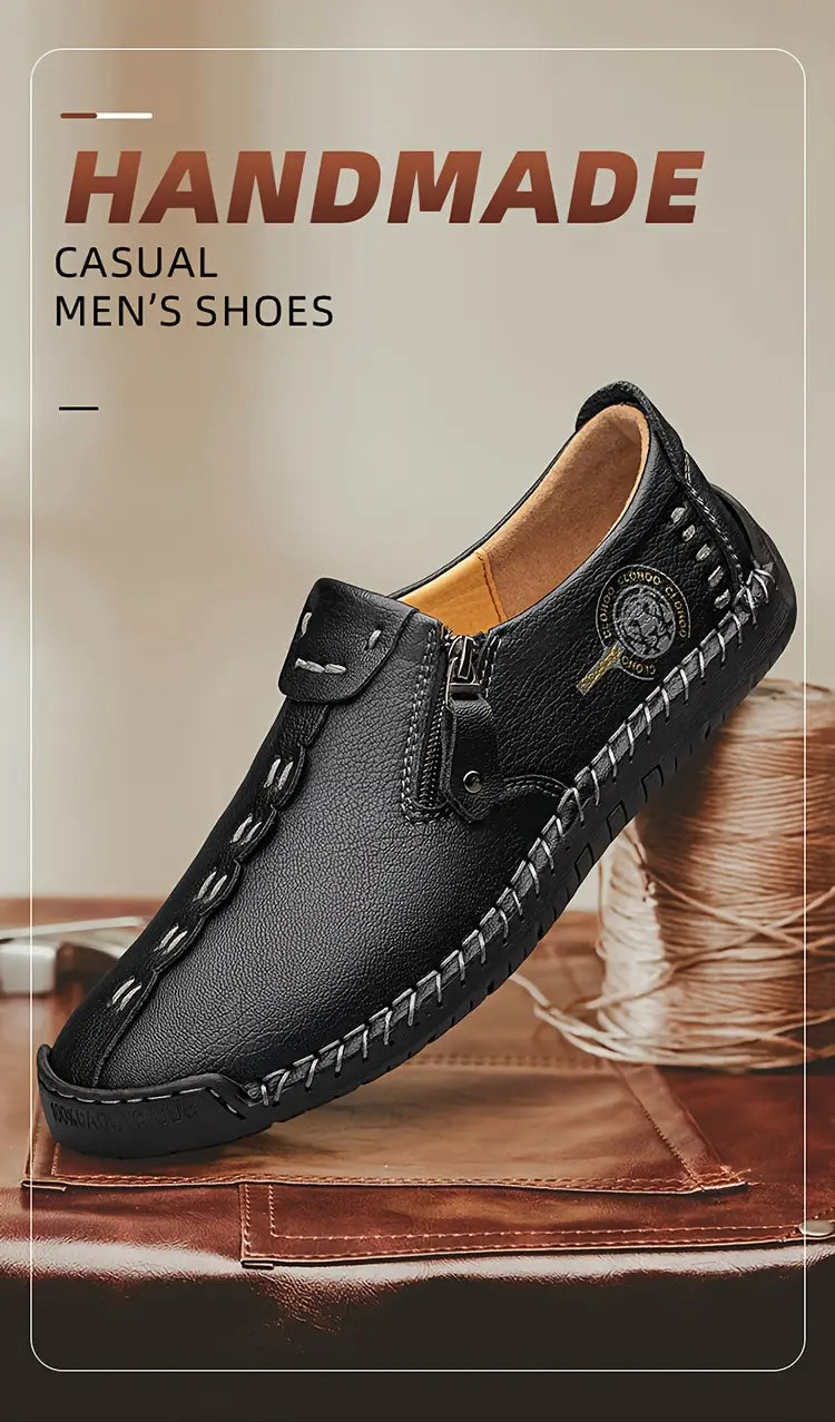 🐂 Moški ročno šivani ravni čevlji iz telečje kože 👞 Zasnovano posebej za moške, enostavno obuvanje in sezuvanje ✅ Lahki, udobni, vodoodporni in nedrseči