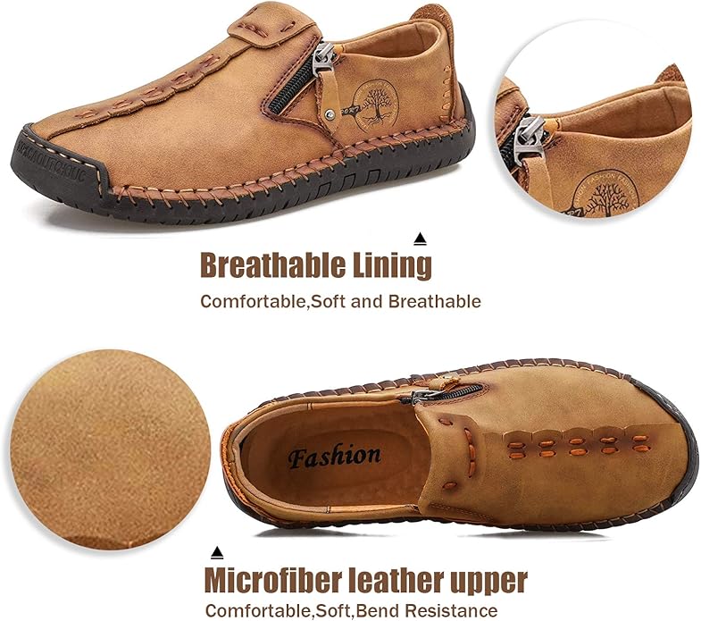 🐂 Moški ročno šivani ravni čevlji iz telečje kože 👞 Zasnovano posebej za moške, enostavno obuvanje in sezuvanje ✅ Lahki, udobni, vodoodporni in nedrseči