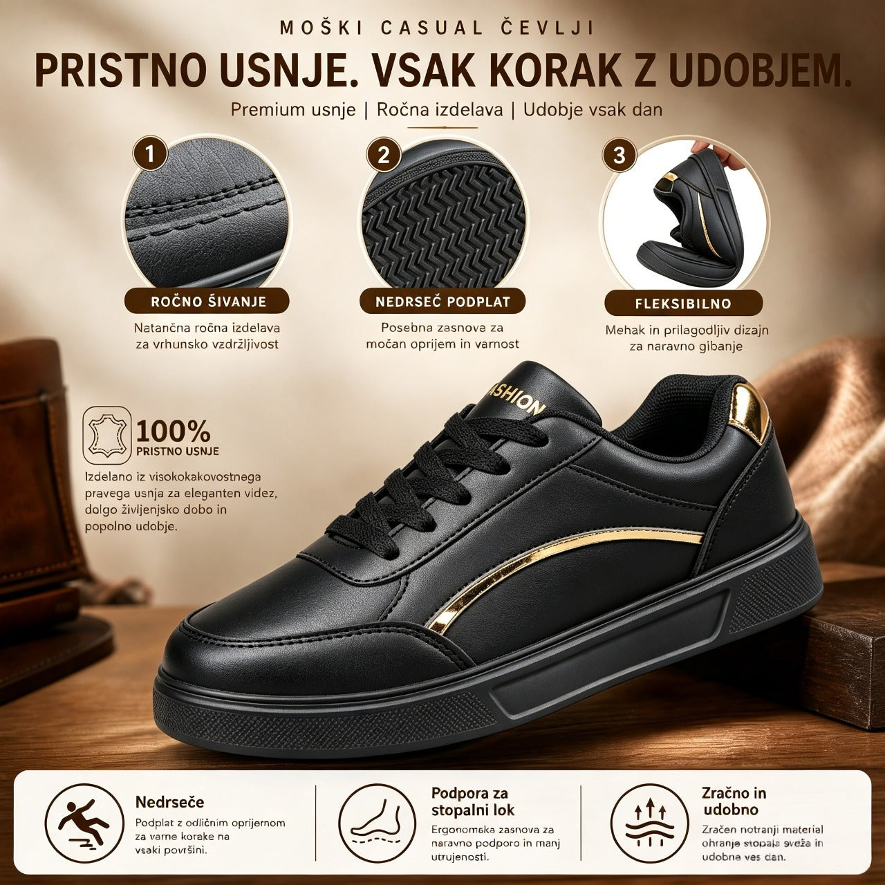 🎁Poslední den s 50% slevou! | Prémiové ergonomické boty z pravé kůže 👞 Protiskluzové a voděodolné ✅ Podpora klenby, unisex