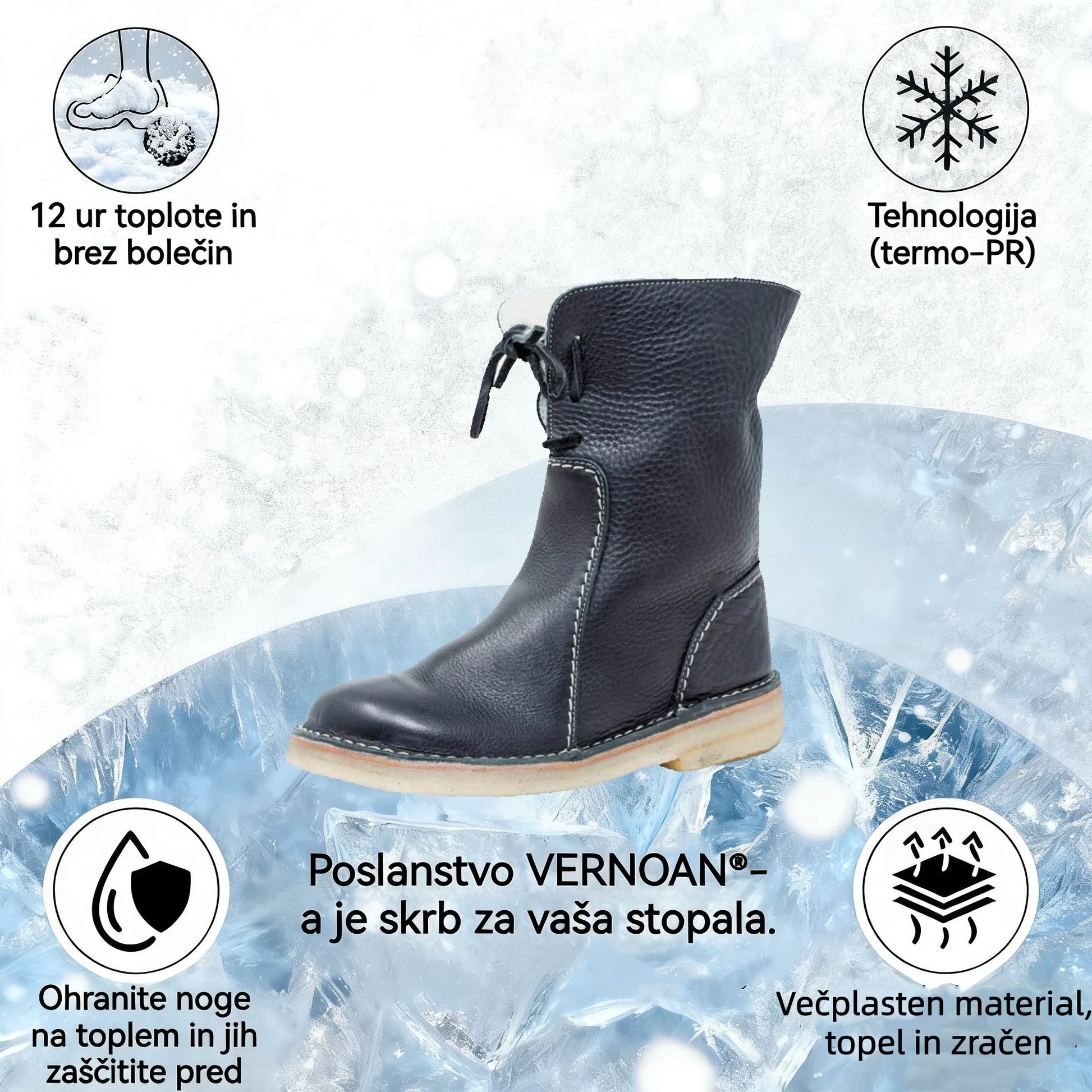 VERNOAN® nedrseči in topli zimski škornji | Ergonomsko oblikovani ortopedski čevlji, ki lajšajo bolečine v hrbtu, nogah in sklepih.