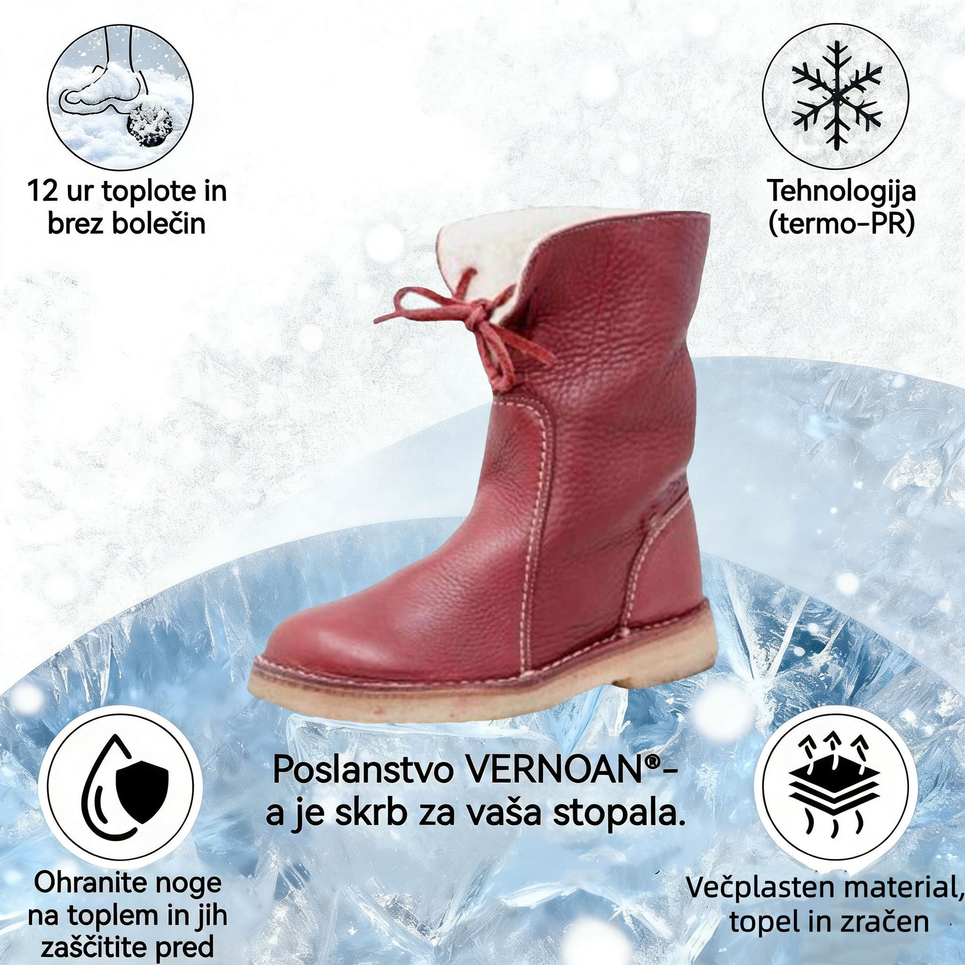 VERNOAN® nedrseči in topli zimski škornji | Ergonomsko oblikovani ortopedski čevlji, ki lajšajo bolečine v hrbtu, nogah in sklepih.