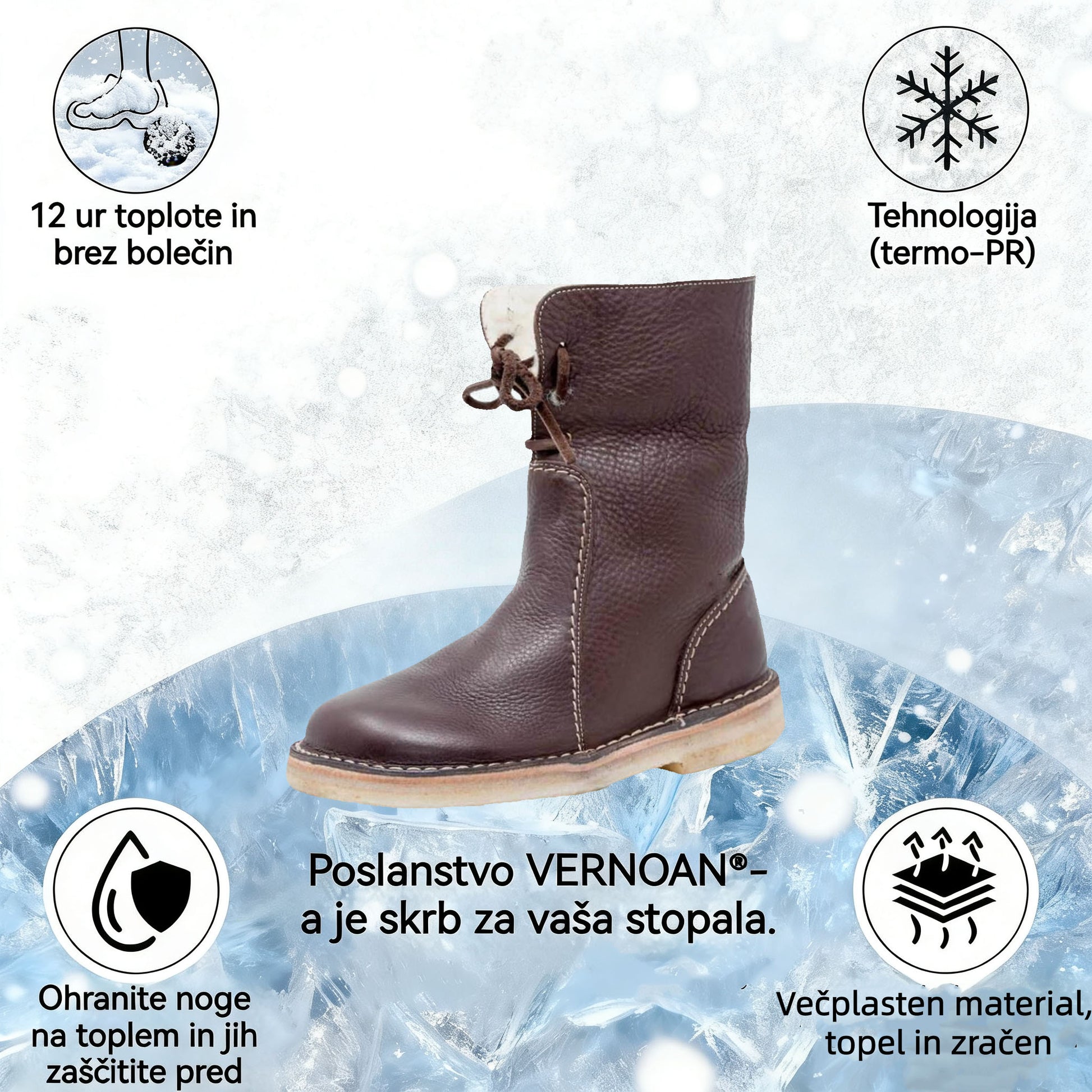 VERNOAN® nedrseči in topli zimski škornji | Ergonomsko oblikovani ortopedski čevlji, ki lajšajo bolečine v hrbtu, nogah in sklepih.