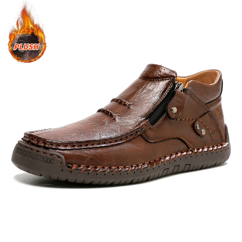 (⏰ Časovno omejena ponudba - 50 % popust) - Ročno izdelani moški gležnjarji iz vrhunskega usnja - Širok prst, podpora stopalskega loka, lahki, udobni, nedrseči in vodoodporni.