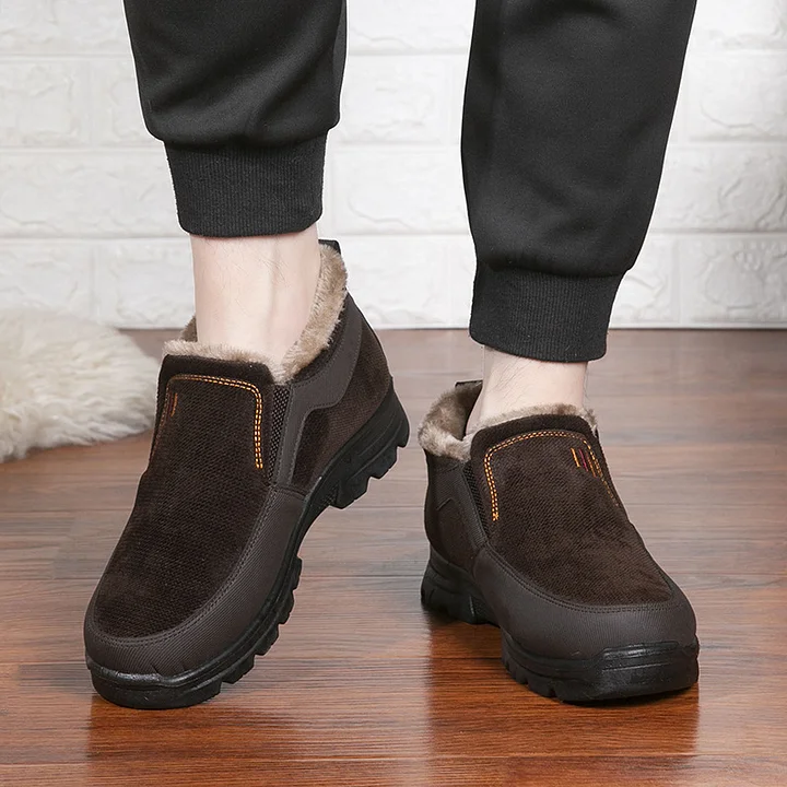 Men's Winter Fleece Waterproof Warm Non-Slip Orthopedic Shoes Snow Ankle Boots (Medical Certification)