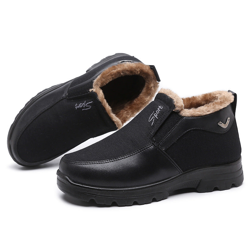 Men's Winter Fleece Waterproof Warm Non-Slip Orthopedic Shoes Snow Ankle Boots (Medical Certification)