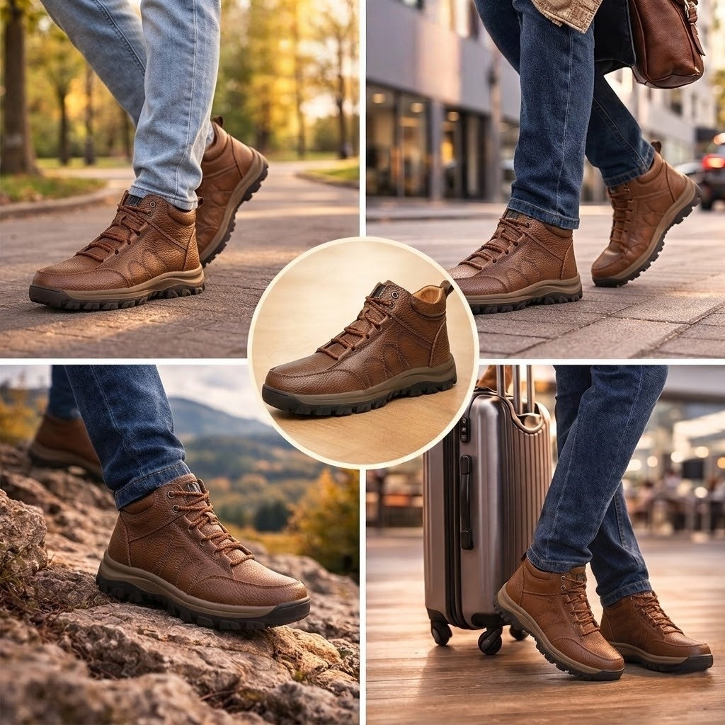 🐂 Moški ortopedski čevlji iz avstralske telečje kože 👞 Ročno šivani, vodoodporni in nedrseči ✅ Podpora za stopalni lok: udobna hoja ✅